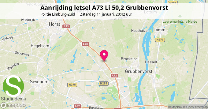 Aanrijding letsel A73 Li 50,2 Grubbenvorst