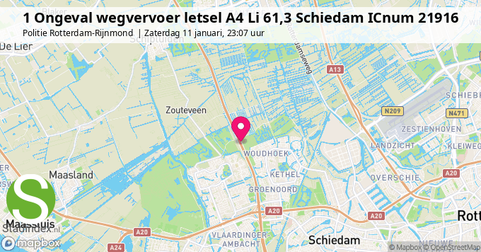 1 Ongeval wegvervoer letsel A4 Li 61,3 Schiedam ICnum 21916