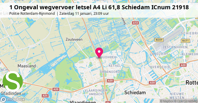 1 Ongeval wegvervoer letsel A4 Li 61,8 Schiedam ICnum 21918