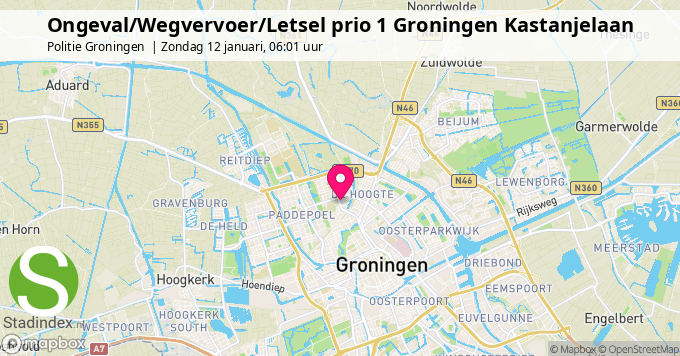 Ongeval/Wegvervoer/Letsel prio 1 Groningen Kastanjelaan