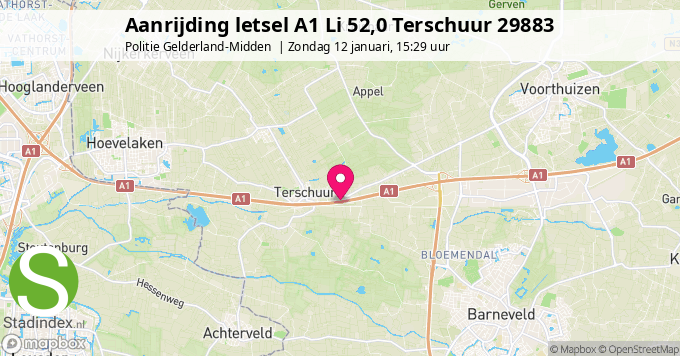 Aanrijding letsel A1 Li 52,0 Terschuur 29883