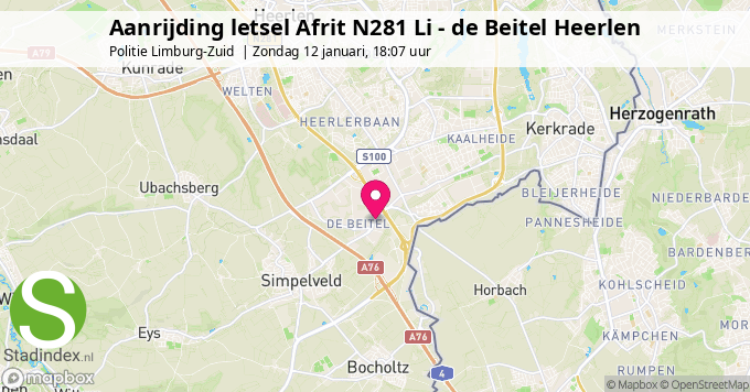 Aanrijding letsel Afrit N281 Li - de Beitel Heerlen