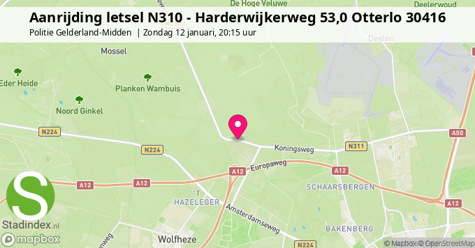 Aanrijding letsel N310 - Harderwijkerweg 53,0 Otterlo 30416