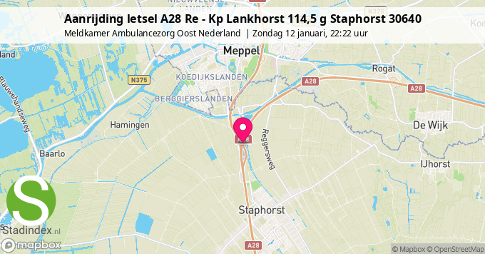 Aanrijding letsel A28 Re - Kp Lankhorst 114,5 g Staphorst 30640