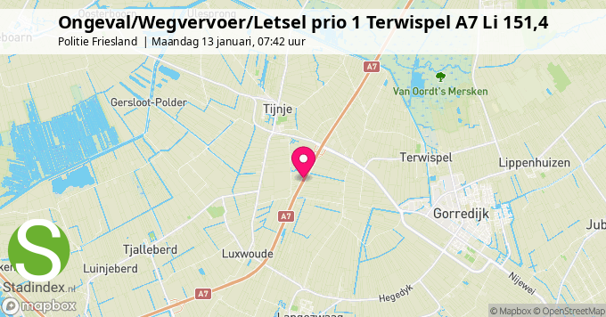 Ongeval/Wegvervoer/Letsel prio 1 Terwispel A7 Li 151,4