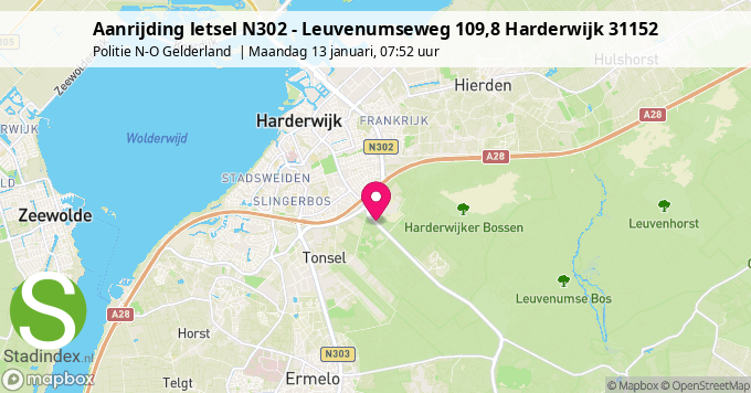 Aanrijding letsel N302 - Leuvenumseweg 109,8 Harderwijk 31152