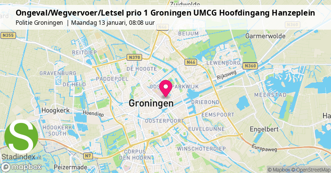 Ongeval/Wegvervoer/Letsel prio 1 Groningen UMCG Hoofdingang Hanzeplein