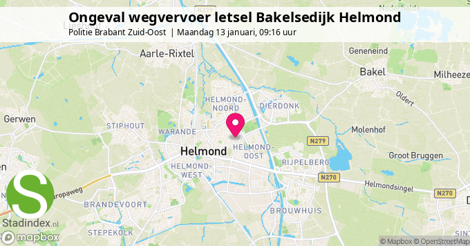 Ongeval wegvervoer letsel Bakelsedijk Helmond