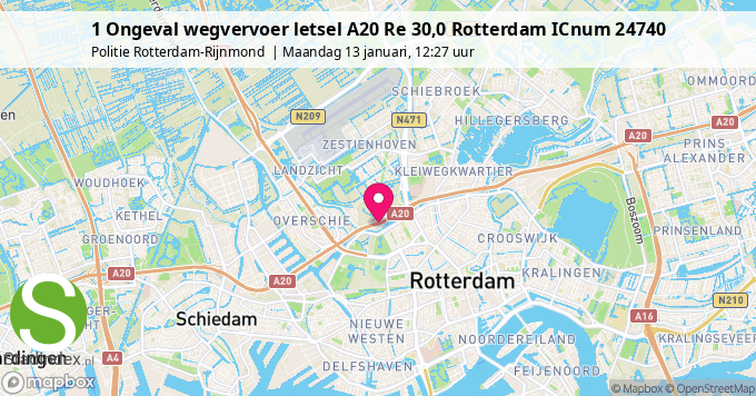 1 Ongeval wegvervoer letsel A20 Re 30,0 Rotterdam ICnum 24740