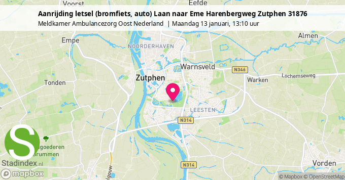 Aanrijding letsel (bromfiets, auto) Laan naar Eme Harenbergweg Zutphen 31876