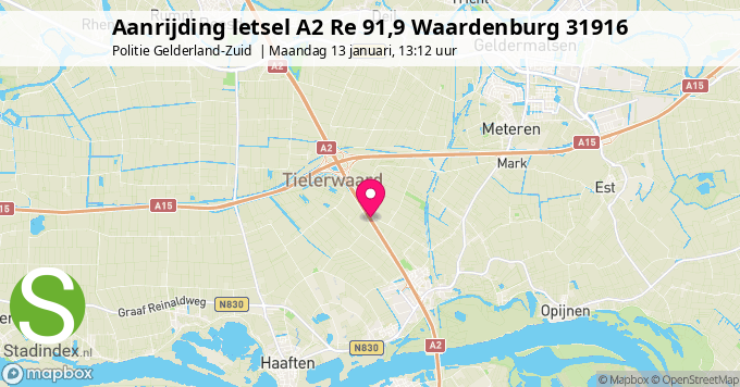 Aanrijding letsel A2 Re 91,9 Waardenburg 31916