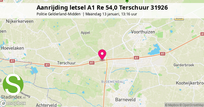 Aanrijding letsel A1 Re 54,0 Terschuur 31926