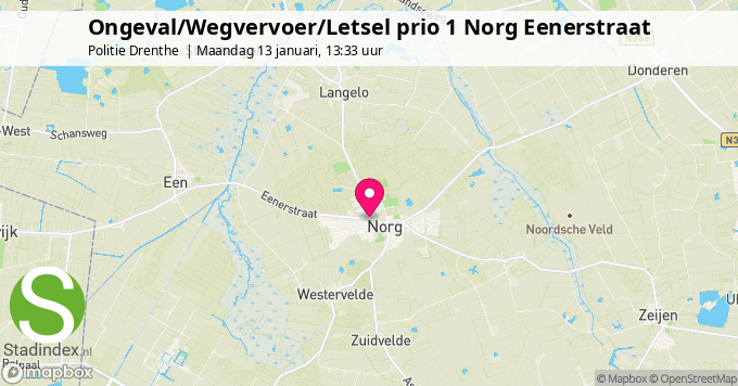 Ongeval/Wegvervoer/Letsel prio 1 Norg Eenerstraat