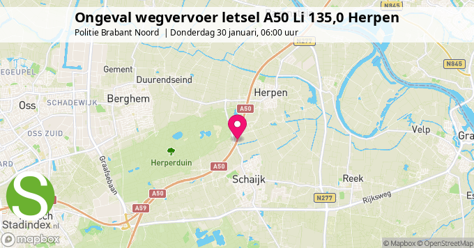 Ongeval wegvervoer letsel A50 Li 135,0 Herpen