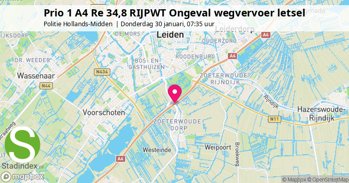 Prio 1 A4 Re 34,8 RIJPWT Ongeval wegvervoer letsel