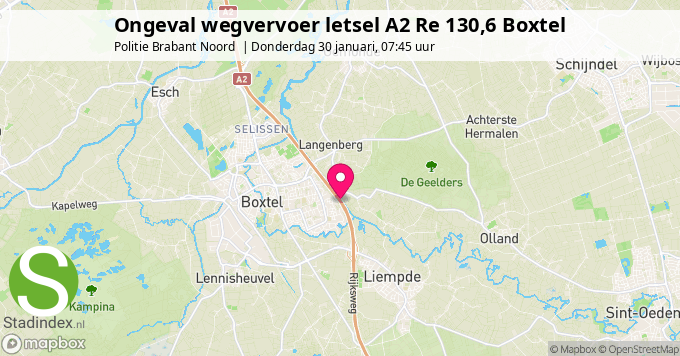 Ongeval wegvervoer letsel A2 Re 130,6 Boxtel