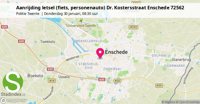 Aanrijding letsel (fiets, personenauto) Dr. Kostersstraat Enschede 72562