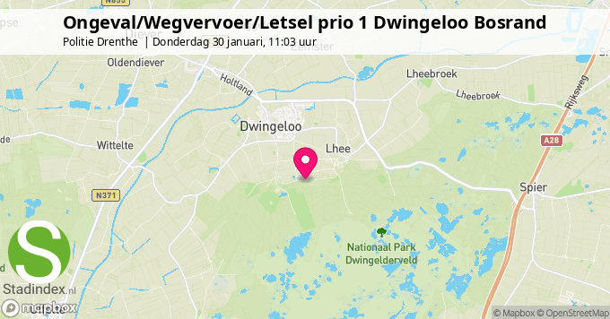 Ongeval/Wegvervoer/Letsel prio 1 Dwingeloo Bosrand