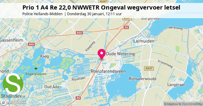 Prio 1 A4 Re 22,0 NWWETR Ongeval wegvervoer letsel