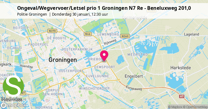 Ongeval/Wegvervoer/Letsel prio 1 Groningen N7 Re - Beneluxweg 201,0