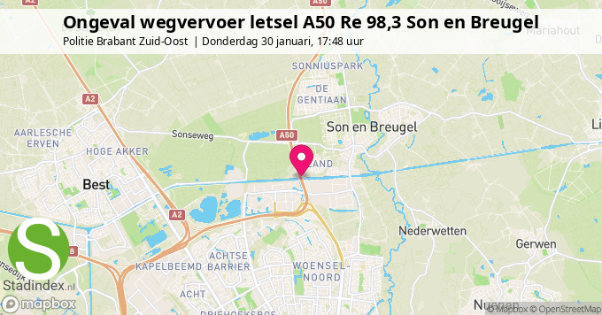 Ongeval wegvervoer letsel A50 Re 98,3 Son en Breugel