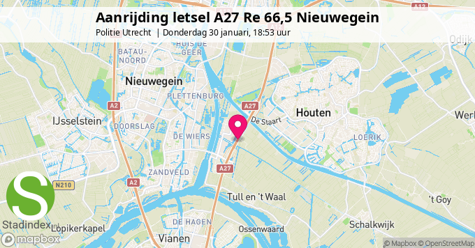 Aanrijding letsel A27 Re 66,5 Nieuwegein