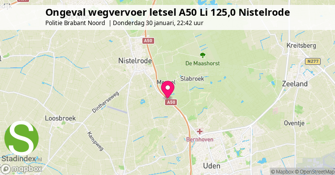 Ongeval wegvervoer letsel A50 Li 125,0 Nistelrode