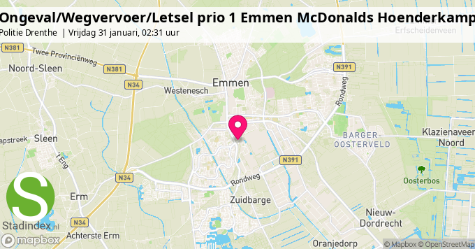 Ongeval/Wegvervoer/Letsel prio 1 Emmen McDonalds Hoenderkamp