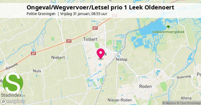 Ongeval/Wegvervoer/Letsel prio 1 Leek Oldenoert