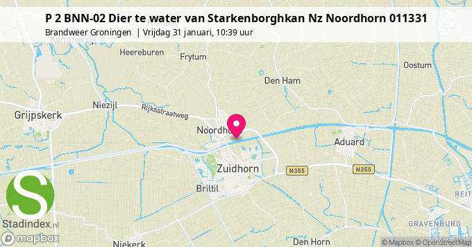 P 2 BNN-02 Dier te water van Starkenborghkan Nz Noordhorn 011331