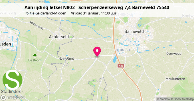 Aanrijding letsel N802 - Scherpenzeelseweg 7,4 Barneveld 75540