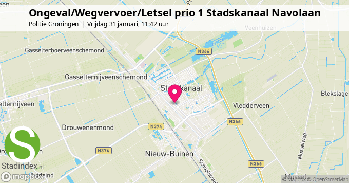 Ongeval/Wegvervoer/Letsel prio 1 Stadskanaal Navolaan