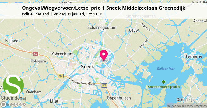 Ongeval/Wegvervoer/Letsel prio 1 Sneek Middelzeelaan Groenedijk