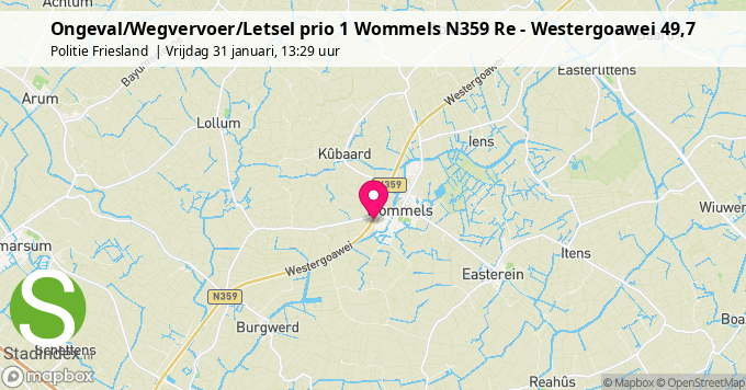 Ongeval/Wegvervoer/Letsel prio 1 Wommels N359 Re - Westergoawei 49,7