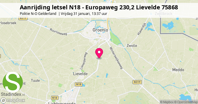 Aanrijding letsel N18 - Europaweg 230,2 Lievelde 75868