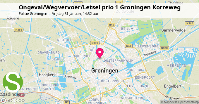 Ongeval/Wegvervoer/Letsel prio 1 Groningen Korreweg