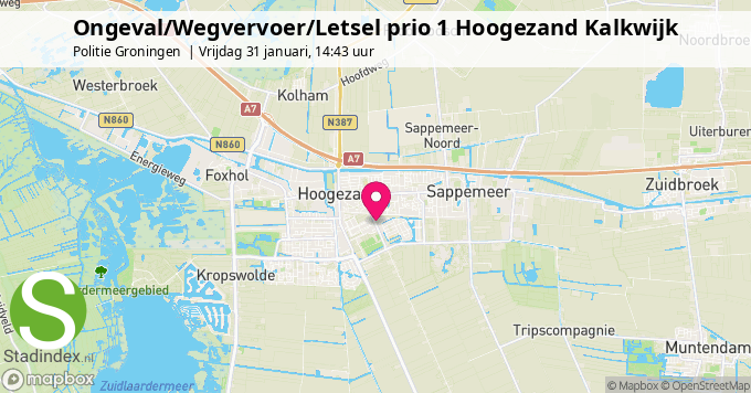 Ongeval/Wegvervoer/Letsel prio 1 Hoogezand Kalkwijk