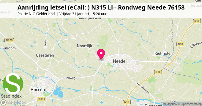 Aanrijding letsel (eCall: ) N315 Li - Rondweg Neede 76158