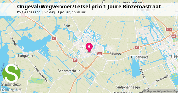 Ongeval/Wegvervoer/Letsel prio 1 Joure Rinzemastraat