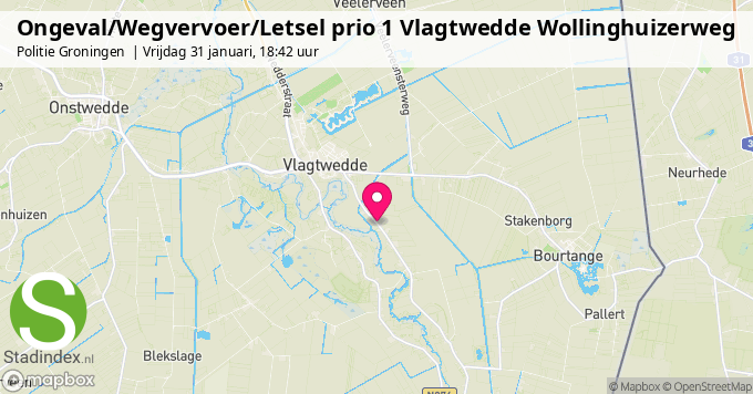 Ongeval/Wegvervoer/Letsel prio 1 Vlagtwedde Wollinghuizerweg