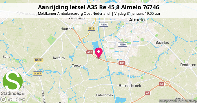 Aanrijding letsel A35 Re 45,8 Almelo 76746