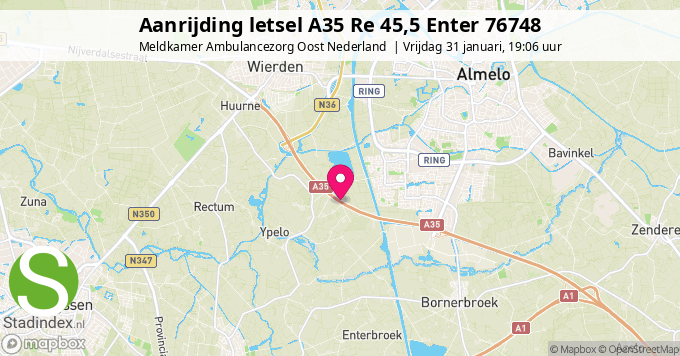 Aanrijding letsel A35 Re 45,5 Enter 76748