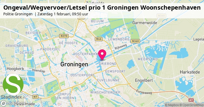 Ongeval/Wegvervoer/Letsel prio 1 Groningen Woonschepenhaven