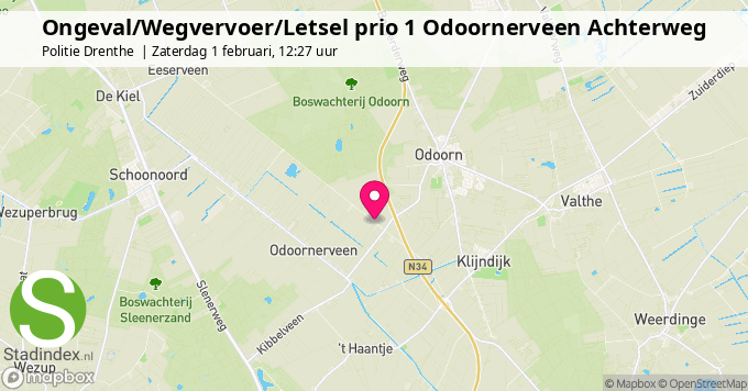 Ongeval/Wegvervoer/Letsel prio 1 Odoornerveen Achterweg