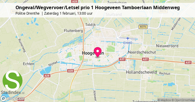 Ongeval/Wegvervoer/Letsel prio 1 Hoogeveen Tamboerlaan Middenweg