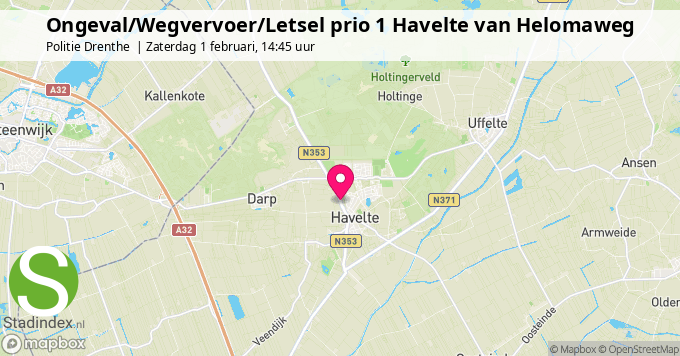 Ongeval/Wegvervoer/Letsel prio 1 Havelte van Helomaweg