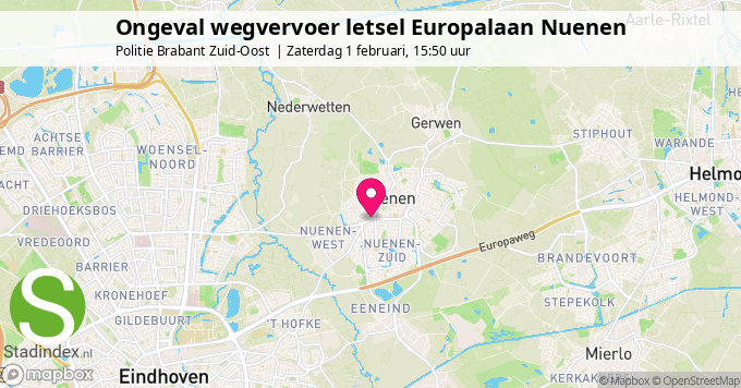 Ongeval wegvervoer letsel Europalaan Nuenen