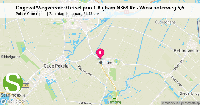 Ongeval/Wegvervoer/Letsel prio 1 Blijham N368 Re - Winschoterweg 5,6