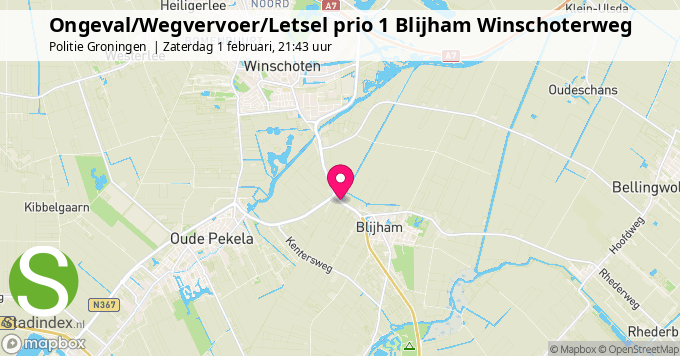 Ongeval/Wegvervoer/Letsel prio 1 Blijham Winschoterweg