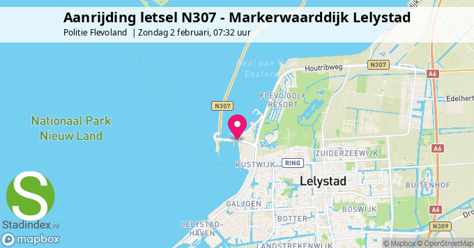 Aanrijding letsel N307 - Markerwaarddijk Lelystad